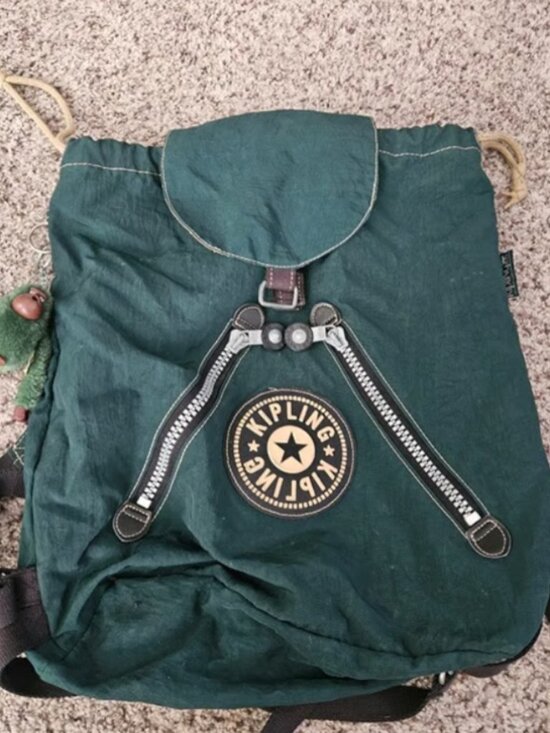 Kipling Handbags - Kipling Original Flap Backpack – Green with Monkey Keychain